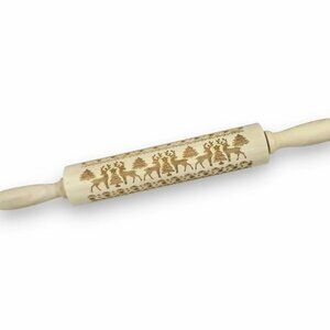 Laser Engraved Pastry Cake Baking Toll Stick Wooden Dough Roller Rolling Pin New